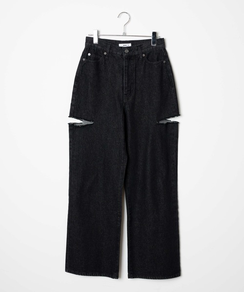 WEGO（ウィゴー）の「WEGO/サイドカットデニムパンツ（デニムパンツ・レディース・インディゴブルー/ブラック/ライトインディゴブルー・LARGE/SMALL/MEDIUM）」の5枚目の写真