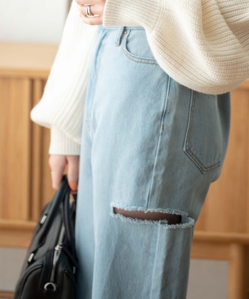 WEGO（ウィゴー）の「WEGO/サイドカットデニムパンツ（デニムパンツ・レディース・インディゴブルー/ブラック/ライトインディゴブルー・LARGE/SMALL/MEDIUM）」の19枚目の写真