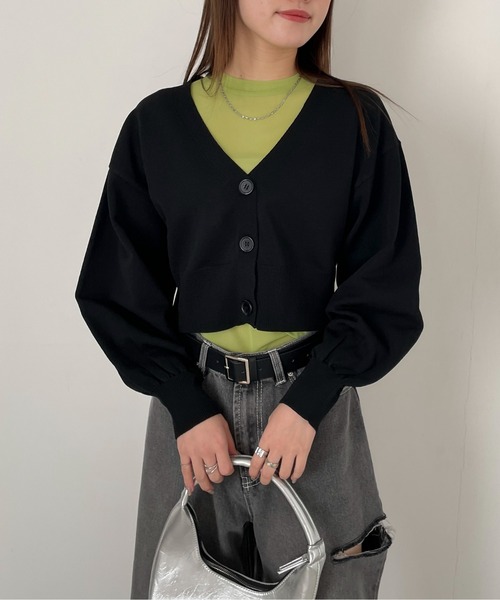 EPIMI E'PIMMY（エピミエピミー）の「スポンディッシュVネッククロップドカーディガン（カーディガン/ボレロ・レディース・ピンク/ブラック/レモンイエロー/グレー/オフホワイト・MEDIUM）」の11枚目の写真