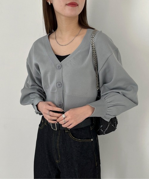 EPIMI E'PIMMY（エピミエピミー）の「スポンディッシュVネッククロップドカーディガン（カーディガン/ボレロ・レディース・ピンク/ブラック/レモンイエロー/グレー/オフホワイト・MEDIUM）」の15枚目の写真