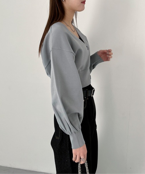 EPIMI E'PIMMY（エピミエピミー）の「スポンディッシュVネッククロップドカーディガン（カーディガン/ボレロ・レディース・ピンク/ブラック/レモンイエロー/グレー/オフホワイト・MEDIUM）」の18枚目の写真