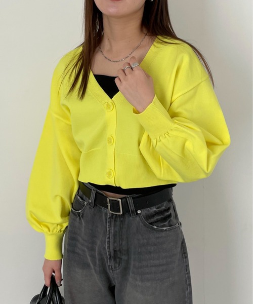 EPIMI E'PIMMY（エピミエピミー）の「スポンディッシュVネッククロップドカーディガン（カーディガン/ボレロ・レディース・ピンク/ブラック/レモンイエロー/グレー/オフホワイト・MEDIUM）」の21枚目の写真