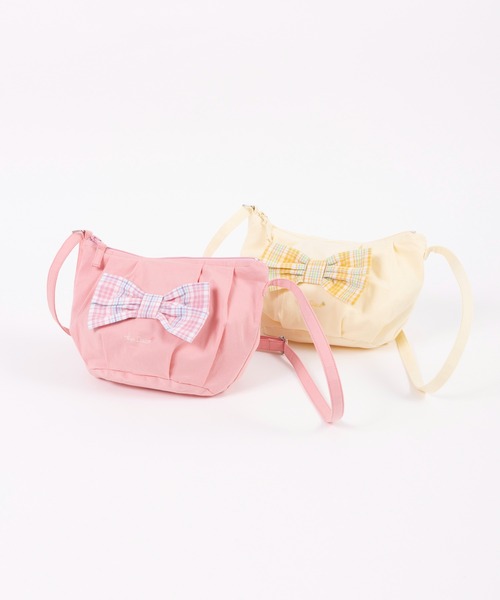 KP DECO（ケーピーデコ）の「先染めチェックのリボン付きポシェット（ショルダーバッグ・キッズ・クリーム/ピンク・FREE）」の6枚目の写真