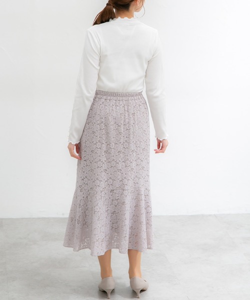 Honeys（ハニーズ）の「袖口パール使いハイネック（Tシャツ/カットソー・レディース・ホワイト/ラベンダー/ミント/ブラック/ネイビー・M/S/LL/L）」の8枚目の写真