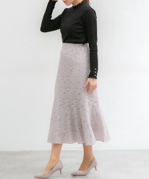 Honeys（ハニーズ）の「袖口パール使いハイネック（Tシャツ/カットソー・レディース・ホワイト/ラベンダー/ミント/ブラック/ネイビー・M/S/LL/L）」の10枚目の写真