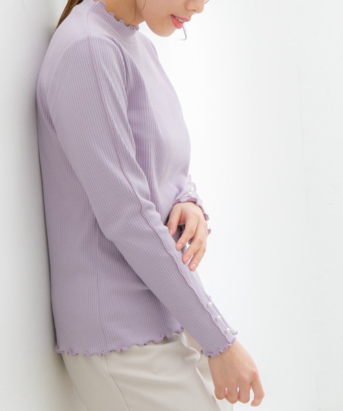 Honeys（ハニーズ）の「袖口パール使いハイネック（Tシャツ/カットソー・レディース・ホワイト/ラベンダー/ミント/ブラック/ネイビー・M/S/LL/L）」の15枚目の写真