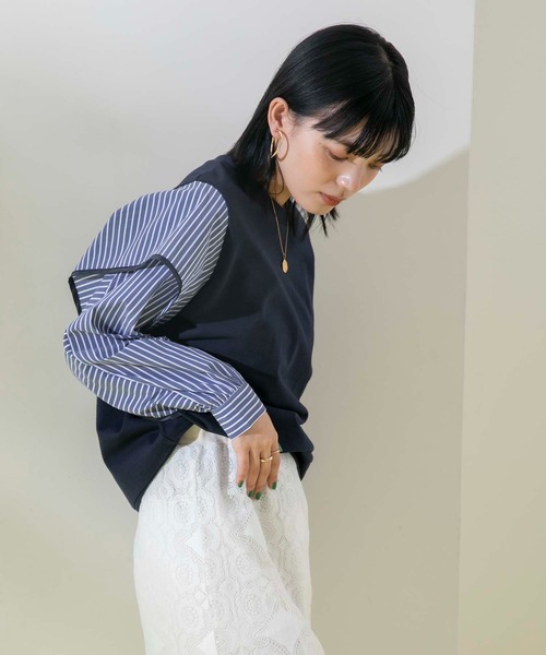 eimee law / フリルスリーブストライプシャツワンピース 新品タグ付】エイミーロウ フリルスリーブ ストライプシャツ