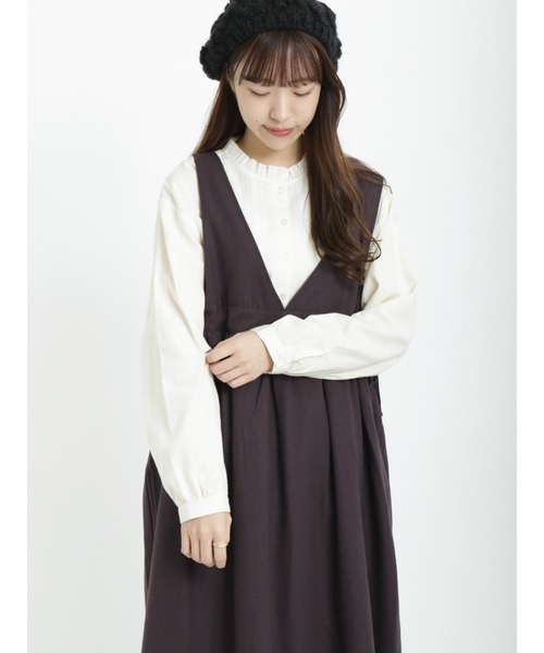 Samansa Mos2（サマンサ モスモス）の「スタンドフリル襟ブラウス（シャツ/ブラウス・レディース・ブラック/オフホワイト・ﾌﾘ-）」の4枚目の写真