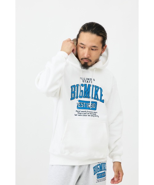 BIG MIKE(ビッグマイク)の「BIG MIKE ビックマイク / 手書きカレッジ フーディー プルオーバーパーカー 102318900(パーカー・メンズ・ホワイト/ブラック・LARGE/X-LARGE)」の2枚目の写真