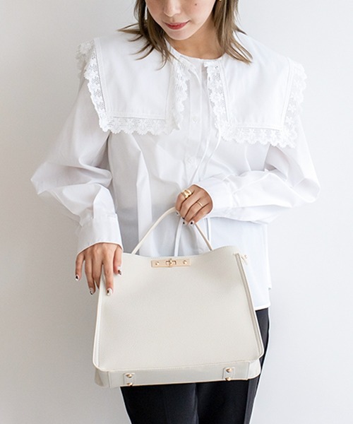 VitaFelice（ヴィータフェリーチェ）の「ワンハンドル2wayショルダーバッグ(M)（ショルダーバッグ・レディース・ブラック/グレー/ホワイト/ベージュ系その他/ベージュ系その他2/ブラック系その他・FREE）」の21枚目の写真