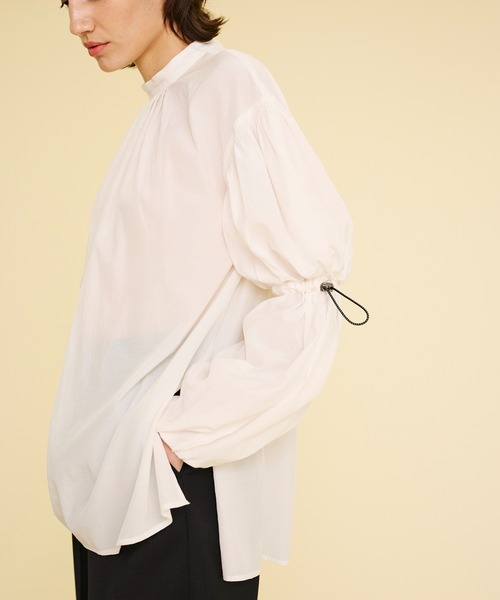 「LANVIN en Bleu」 長袖ブラウス 38 オフホワイト レディース トリアセローンフリルギャザーブラウス|LANVIN en Bleu | LANVIN