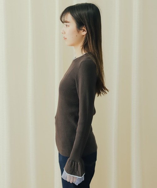 SENSE OF PLACE by URBAN RESEARCH（センスオブプレイスバイアーバンリサーチ）の「レイヤードフレアスリーブセーター（ニット/セーター・レディース・チャコールグレー/ベージュ/ラベンダー・ONE）」の14枚目の写真