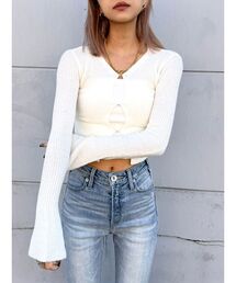 【TINY低身長さん向け】フレアsleeveコンパクトニットカーディガン