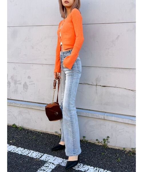 GYDA（ジェイダ）の「【TINY低身長さん向け】フレアsleeveコンパクトニットカーディガン（カーディガン/ボレロ・レディース・ブラック/オレンジ/アイボリー・FREE）」の17枚目の写真