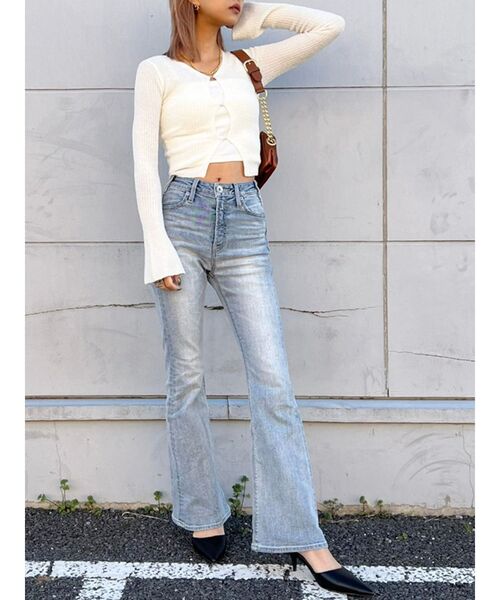 GYDA（ジェイダ）の「【TINY低身長さん向け】フレアsleeveコンパクトニットカーディガン（カーディガン/ボレロ・レディース・ブラック/オレンジ/アイボリー・FREE）」の13枚目の写真