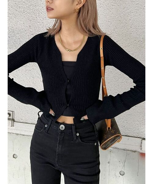 GYDA（ジェイダ）の「【TINY低身長さん向け】フレアsleeveコンパクトニットカーディガン（カーディガン/ボレロ・レディース・ブラック/オレンジ/アイボリー・FREE）」の8枚目の写真