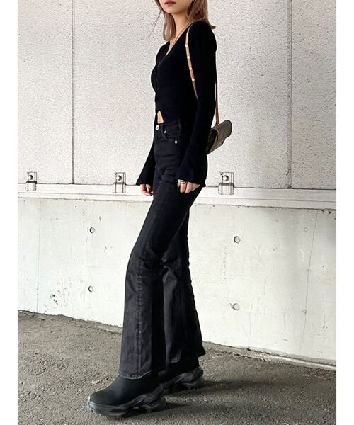 GYDA（ジェイダ）の「【TINY低身長さん向け】フレアsleeveコンパクトニットカーディガン（カーディガン/ボレロ・レディース・ブラック/オレンジ/アイボリー・FREE）」の9枚目の写真