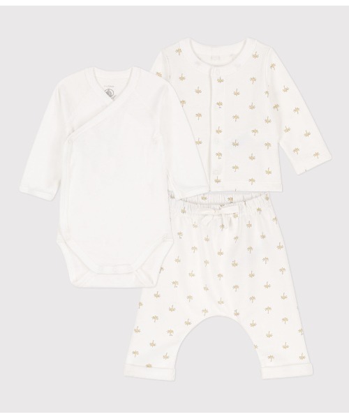 【セール】ライトスウェット３点セット（ロンパース）｜PETIT BATEAU（プチバトー） 6,811円