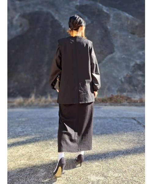 HONEYSUCKLE ROSE（ハニーサックルローズ）の「【HONEYSUCKLE ROSE】袖切替ワンピース（ワンピース・レディース・ブラック/グレー・M/L）」の9枚目の写真