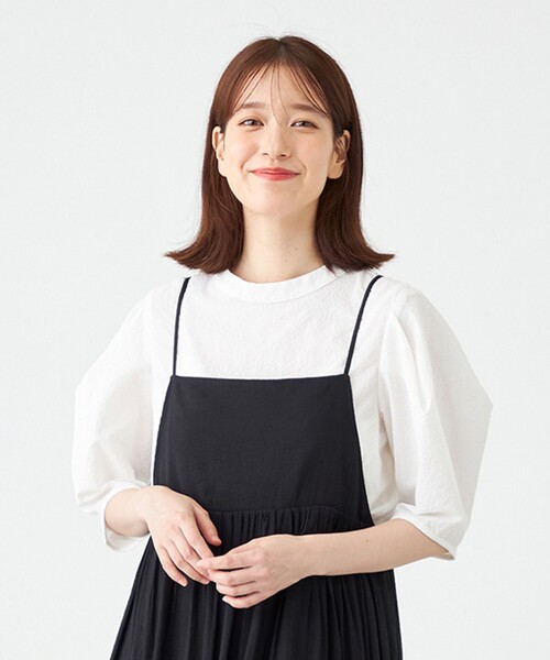 SHARE PARK(シェアパーク)の「ソフトタッチタックスリーブブラウス(シャツ/ブラウス・レディース・ブラック系/アイボリー系/ダルブルー系/ピンク系・MEDIUM)」の14枚目の写真