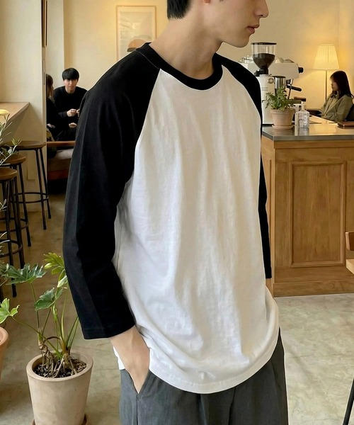 Printstar(プリントスター)の「【Printstar】heavy weight baseball t-shirt / ヘビーウェイト ベースボールTシャツ ラグランTシャツ 長袖 七分袖 ロンT バイカラー 00107(Tシャツ/カットソー・メンズ・ブラック×ホワイト/ブラック/ブラック×グレー/ホワイト×ネイビー/ホワイト/ホワイト×ブラック/ホワイト×ブルー/ホワイト×レッド・L/S/XL/M)」の5枚目の写真