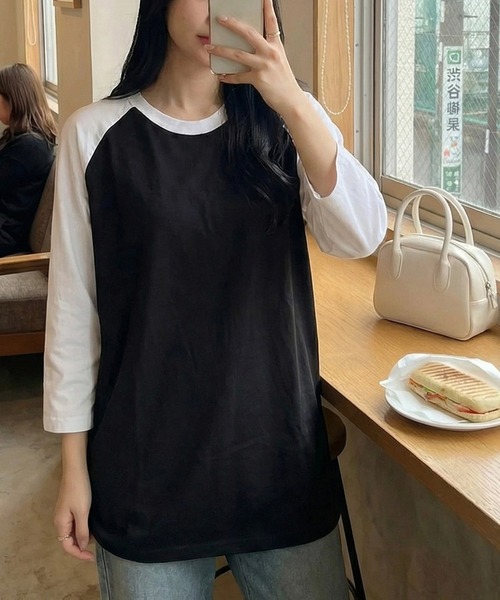 Printstar(プリントスター)の「【Printstar】heavy weight baseball t-shirt / ヘビーウェイト ベースボールTシャツ ラグランTシャツ 長袖 七分袖 ロンT バイカラー 00107(Tシャツ/カットソー・メンズ・ブラック×ホワイト/ブラック/ブラック×グレー/ホワイト×ネイビー/ホワイト/ホワイト×ブラック/ホワイト×ブルー/ホワイト×レッド・L/S/XL/M)」の8枚目の写真