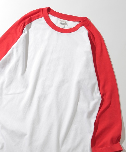 Printstar（プリントスター）の「【Printstar】heavy weight baseball t-shirt / ヘビーウェイト ベースボールTシャツ ラグランTシャツ 長袖 七分袖 ロンＴ バイカラー 00107（Tシャツ/カットソー・メンズ・ブラック×ホワイト/ブラック/ブラック×グレー/ホワイト×ネイビー/ホワイト/ホワイト×ブラック/ホワイト×ブルー/ホワイト×レッド・L/S/XL/M）」の20枚目の写真