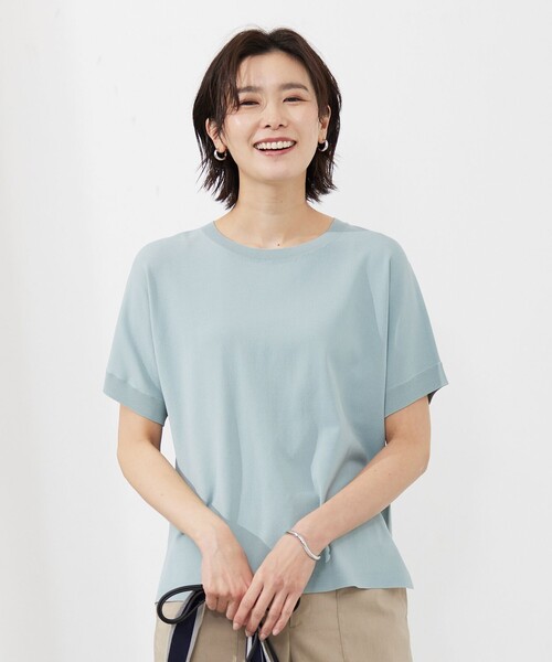 J.PRESS(ジェイプレス)の「【洗える】 レーヨンエリートストレッチ ドルマン ニット Tシャツ(ニット/セーター・レディース・ライトグレー系/ベージュ系/ピンク系/ライトグリーン系/ネイビー系・T13/T15)」の4枚目の写真