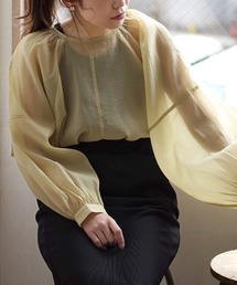 クレープオーガンジー［パフスリーブ ブラウス］