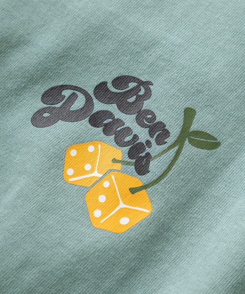 BEN DAVIS(ベンデイビス)の「【BEN DAVIS/ベンデイビス】ワンポイントロゴプリント&バックサガラ刺繍 チェリー ダイスデザイン ヘビーウェイト半袖Tシャツ/CHERRY DICE EMB TEE(Tシャツ/カットソー・レディース・チャコールグレー/ホワイト/ミント/ラベンダー・M/L/XL)」の5枚目の写真