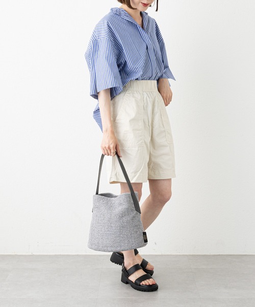 russet(ラシット)の「ラフィアバケットバッグ(CE-1087)(ショルダーバッグ・レディース・ネイビー/グレー/アイボリー・FREE)」の4枚目の写真
