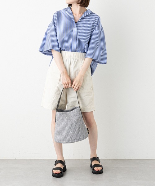 russet(ラシット)の「ラフィアバケットバッグ(CE-1087)(ショルダーバッグ・レディース・ネイビー/グレー/アイボリー・FREE)」の5枚目の写真