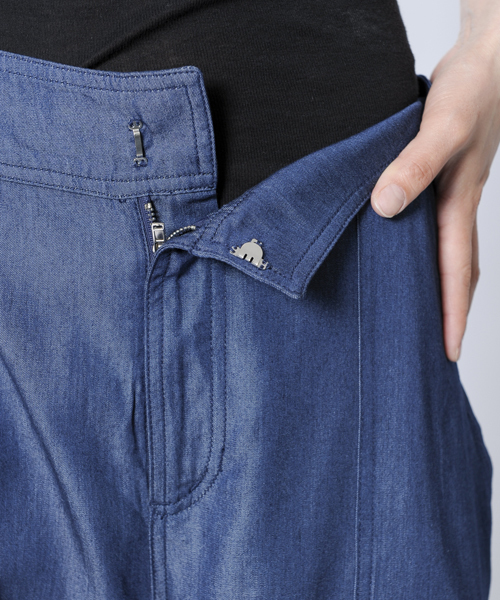 MILKFED.(ミルクフェド)の「【mini7月号掲載】DENIM GAUCHO PANTS (ガウチョパンツ/デニム)(その他パンツ・レディース・インディゴブルー/ホワイト・MEDIUM/SMALL)」の7枚目の写真