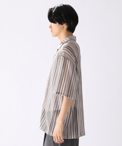 niko and...（ニコアンド）の「メッシュストライプシャツ（シャツ/ブラウス・メンズ・ネイビー/ベージュ/グリーン・MEDIUM/LARGE）」の18枚目の写真