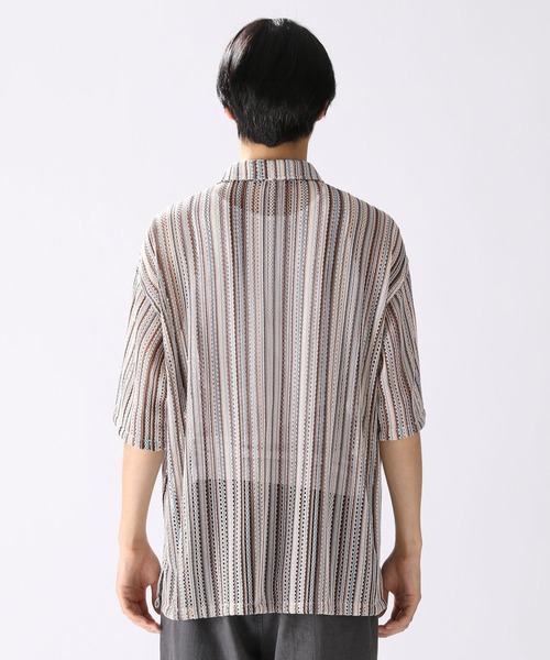 niko and...（ニコアンド）の「メッシュストライプシャツ（シャツ/ブラウス・メンズ・ネイビー/ベージュ/グリーン・MEDIUM/LARGE）」の7枚目の写真