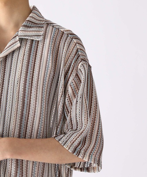 niko and...（ニコアンド）の「メッシュストライプシャツ（シャツ/ブラウス・メンズ・ネイビー/ベージュ/グリーン・MEDIUM/LARGE）」の15枚目の写真