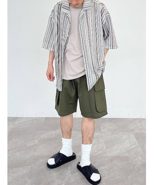 niko and...（ニコアンド）の「メッシュストライプシャツ（シャツ/ブラウス・メンズ・ネイビー/ベージュ/グリーン・MEDIUM/LARGE）」の5枚目の写真