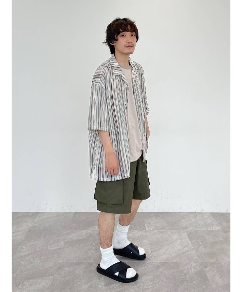 niko and...（ニコアンド）の「メッシュストライプシャツ（シャツ/ブラウス・メンズ・ネイビー/ベージュ/グリーン・MEDIUM/LARGE）」の16枚目の写真