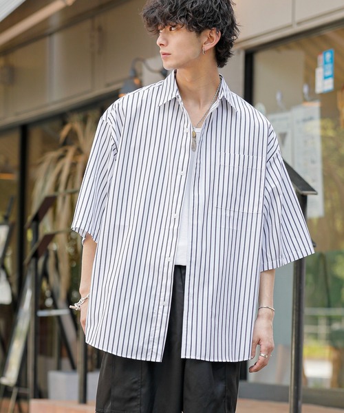 ADMIX/ATELIER SAB MEN（アドミックスアトリエサブメン）の「高密度コットンブロード / ワイドルーズシャツ オーバーサイズ（半袖）（シャツ/ブラウス・メンズ・ブラック系その他/ブルー系その他/グレイッシュブルー/ブラック/ブルー系その他2/ホワイト・48/50）」の3枚目の写真