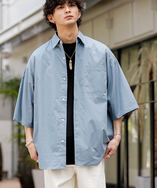 ADMIX/ATELIER SAB MEN（アドミックスアトリエサブメン）の「高密度コットンブロード / ワイドルーズシャツ オーバーサイズ（半袖）（シャツ/ブラウス・メンズ・ブラック系その他/ブルー系その他/グレイッシュブルー/ブラック/ブルー系その他2/ホワイト・48/50）」の5枚目の写真
