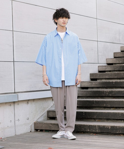 ADMIX/ATELIER SAB MEN（アドミックスアトリエサブメン）の「高密度コットンブロード / ワイドルーズシャツ オーバーサイズ（半袖）（シャツ/ブラウス・メンズ・ブラック系その他/ブルー系その他/グレイッシュブルー/ブラック/ブルー系その他2/ホワイト・48/50）」の7枚目の写真