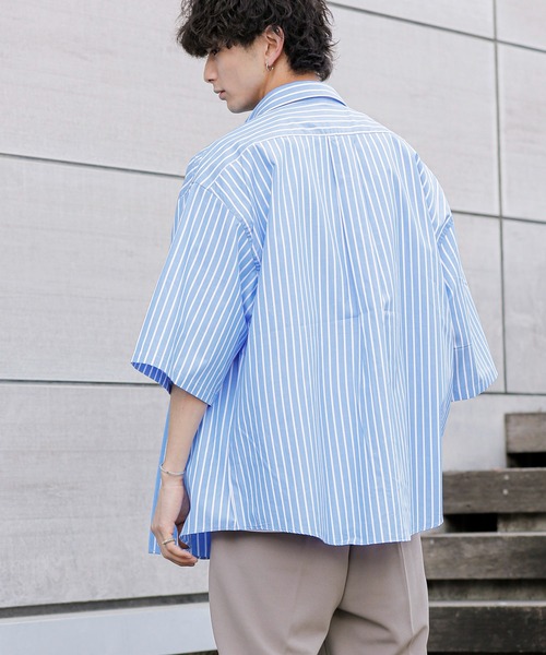 ADMIX/ATELIER SAB MEN（アドミックスアトリエサブメン）の「高密度コットンブロード / ワイドルーズシャツ オーバーサイズ（半袖）（シャツ/ブラウス・メンズ・ブラック系その他/ブルー系その他/グレイッシュブルー/ブラック/ブルー系その他2/ホワイト・48/50）」の21枚目の写真