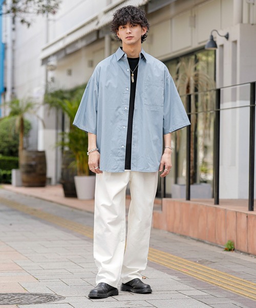 ADMIX/ATELIER SAB MEN（アドミックスアトリエサブメン）の「高密度コットンブロード / ワイドルーズシャツ オーバーサイズ（半袖）（シャツ/ブラウス・メンズ・ブラック系その他/ブルー系その他/グレイッシュブルー/ブラック/ブルー系その他2/ホワイト・48/50）」の17枚目の写真