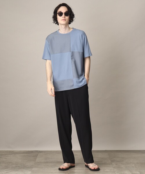 THE SHOP TK (ザ ショップ ティーケー )の「◆異素材スクエアパネルブロッキングTシャツ(Tシャツ/カットソー・メンズ・ブルー/ホワイト系/ブラック/ホワイト系その他5・02/03/04)」の8枚目の写真