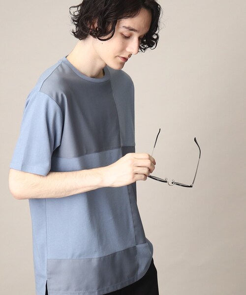 THE SHOP TK (ザ ショップ ティーケー )の「◆異素材スクエアパネルブロッキングTシャツ(Tシャツ/カットソー・メンズ・ブルー/ホワイト系/ブラック/ホワイト系その他5・02/03/04)」の12枚目の写真