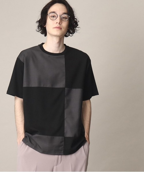 THE SHOP TK (ザ ショップ ティーケー )の「◆異素材スクエアパネルブロッキングTシャツ(Tシャツ/カットソー・メンズ・ブルー/ホワイト系/ブラック/ホワイト系その他5・02/03/04)」の4枚目の写真