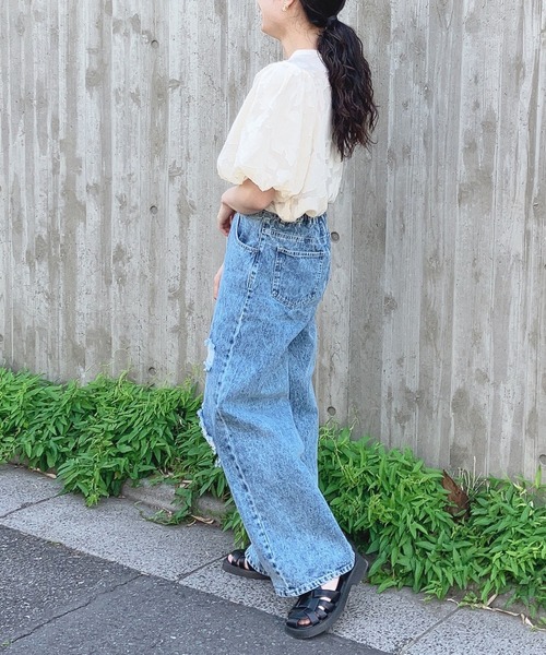 AS KNOW AS plus(アズノゥアズプラス)の「〇シアーボリューム袖ブラウス(シャツ/ブラウス・レディース・ブルー/ミント/アイボリー/ブラック・FREE)」の5枚目の写真