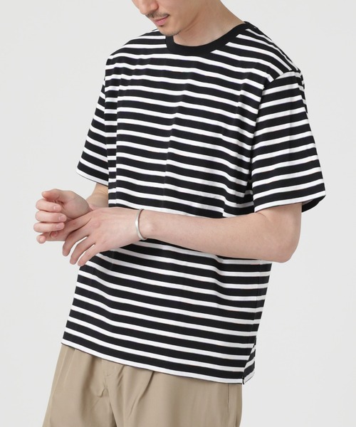 NANO universe（ナノユニバース）の「LB.04/レインボーボーダーTシャツ 半袖（Tシャツ/カットソー・メンズ・ブラック/ホワイト/ネイビー・XL/L/M）」の9枚目の写真