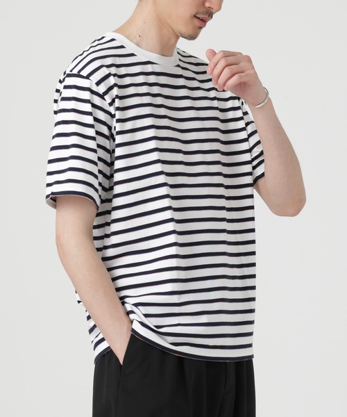 NANO universe（ナノユニバース）の「LB.04/レインボーボーダーTシャツ 半袖（Tシャツ/カットソー・メンズ・ブラック/ホワイト/ネイビー・XL/L/M）」の11枚目の写真