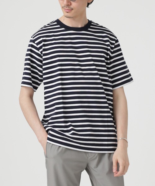 NANO universe（ナノユニバース）の「LB.04/レインボーボーダーTシャツ 半袖（Tシャツ/カットソー・メンズ・ブラック/ホワイト/ネイビー・XL/L/M）」の7枚目の写真